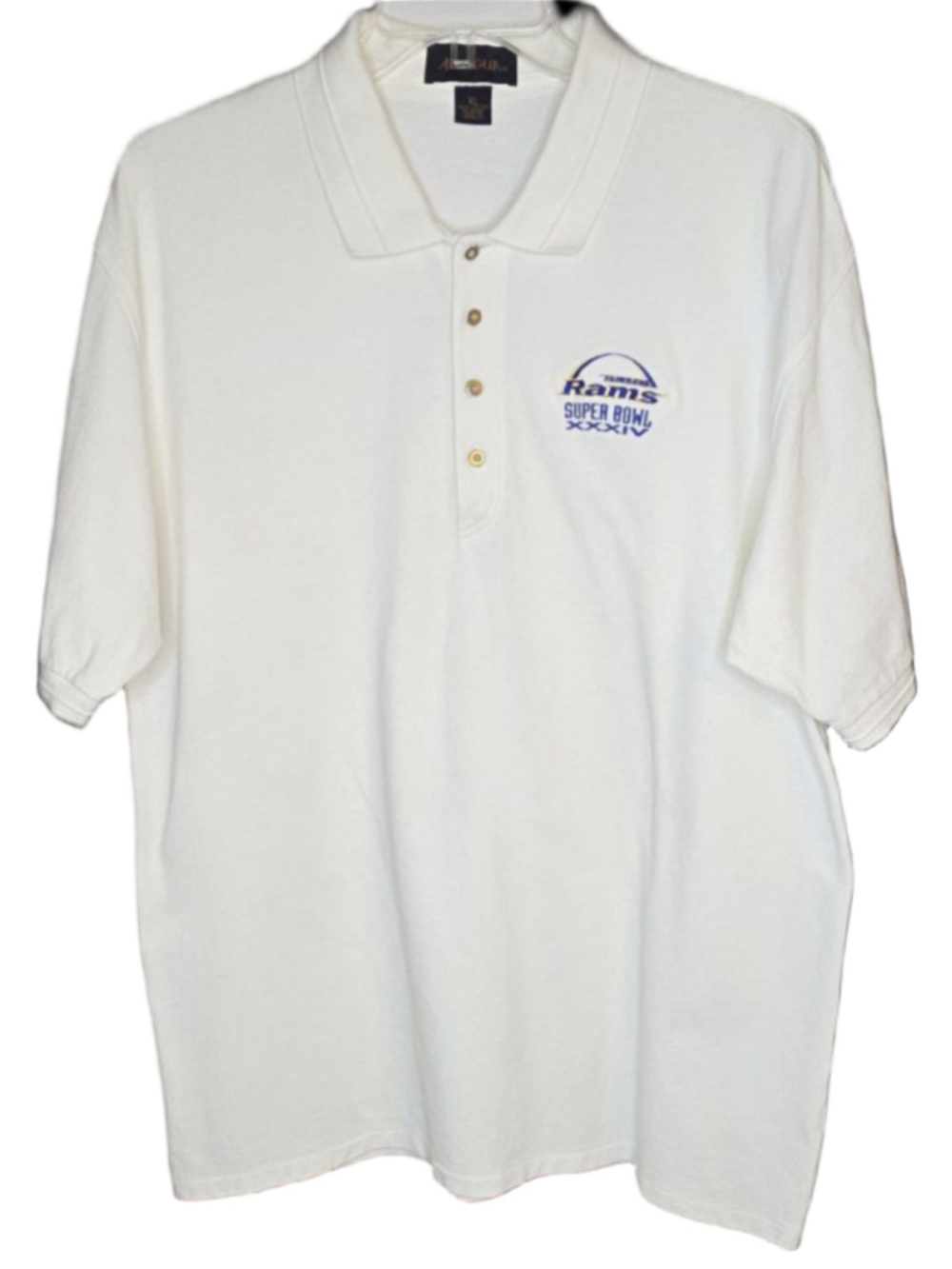St Louis Rams Super Bowl XXXIV Polo Shirt Mens XL White NFL Vintage